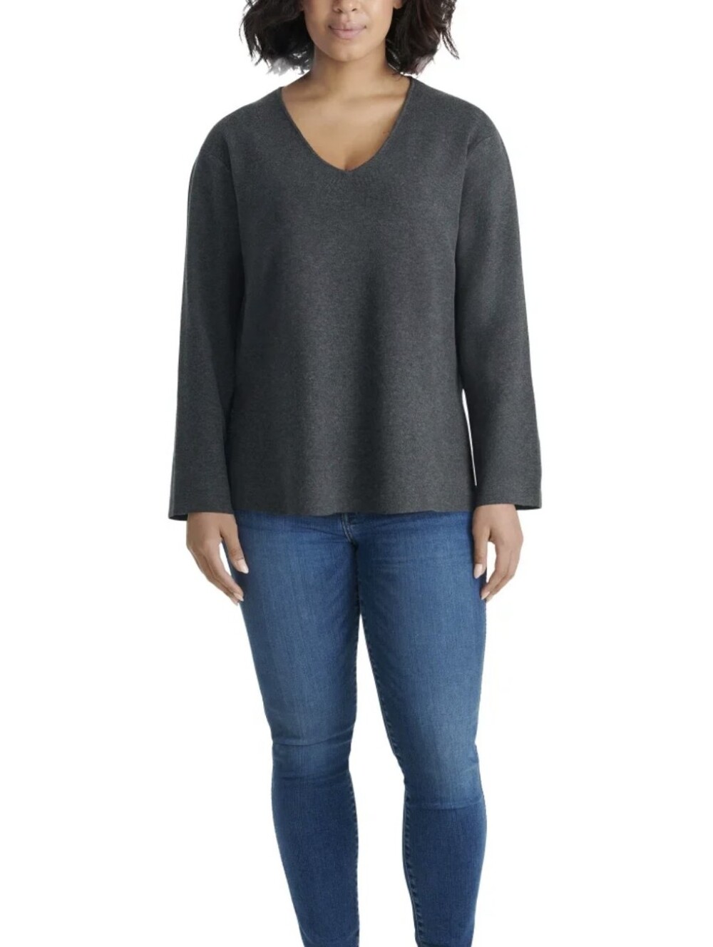 Like Newβ¨Splendid dark gray v-neck tunic sweater Size L